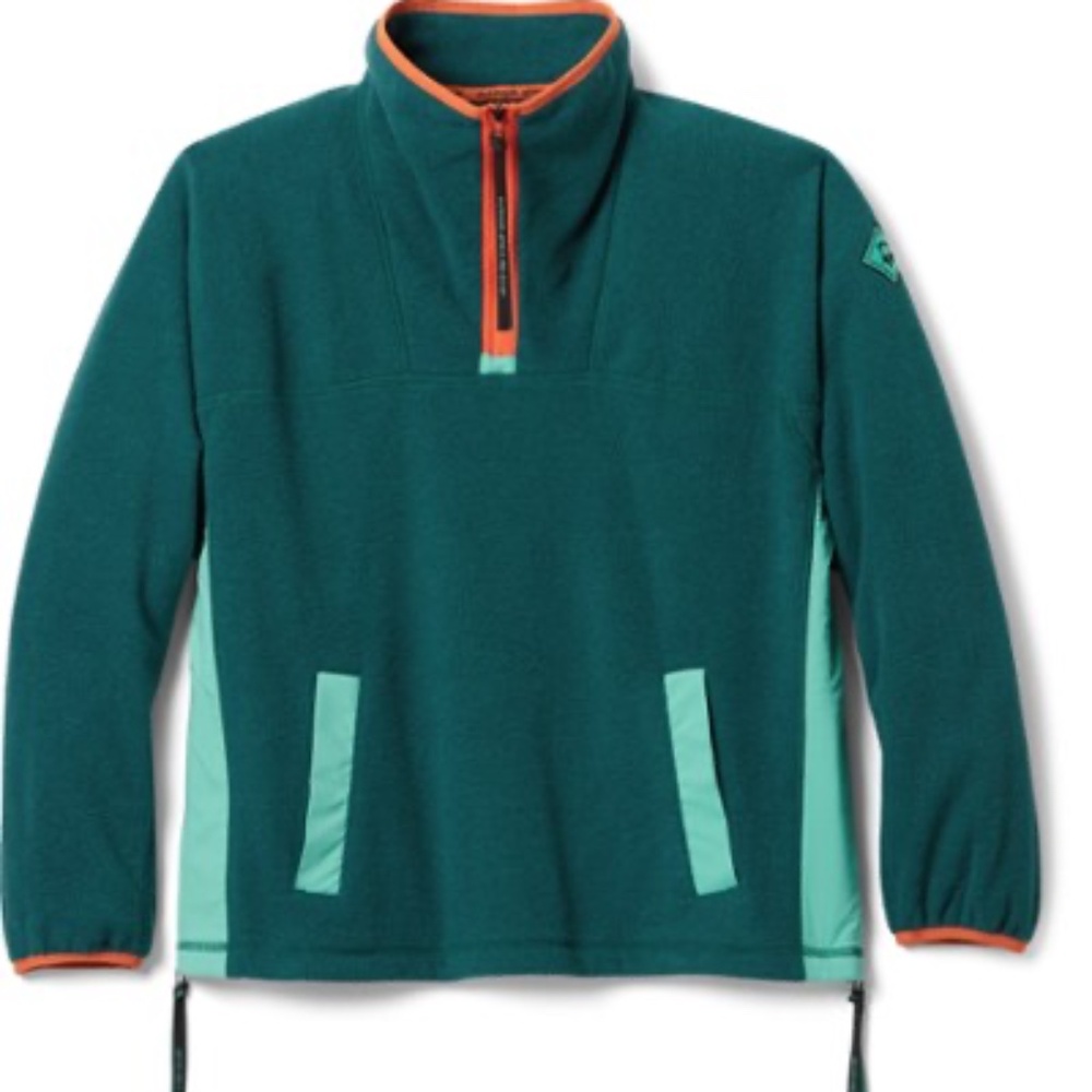 Colorblock Fleece Quarter Zip Pullover Jacket – Teal & Mint | Cozy Oversized Fit